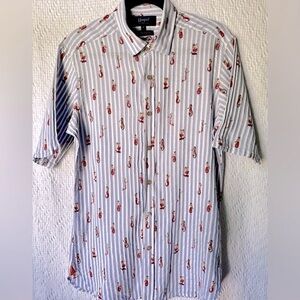 Haspel Mermaid Seersucker Men's Shirt Size M